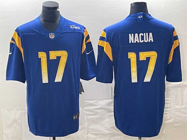 Men%27s Los Angeles Rams #17 Puka Nacua Blue Vapor Untouchable Limited Jersey